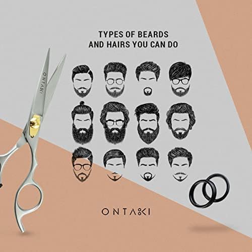 ONTAKI Hair Cutting Scissors - 6.5" Japanese Steel Shears for Precision Beard & Mustache Grooming | Ideal for Barbers & Stylists
