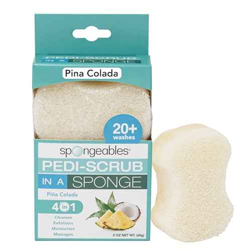 Spongables Pedi Scrub Foot Exfoliating 20+ Wash Sponge, Pina Colada, 1 Count