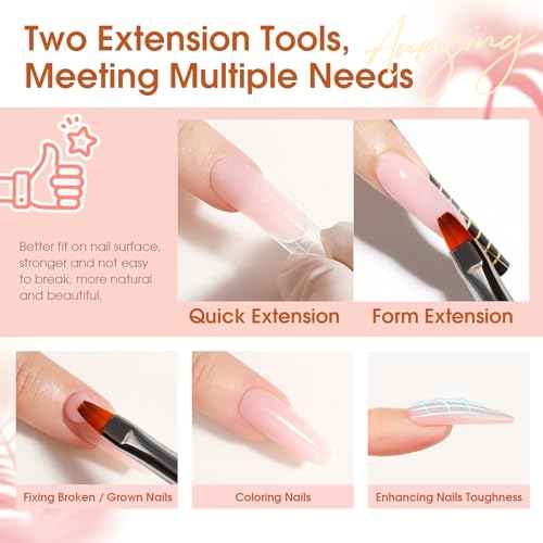 ROSALIND Poly Nail Gel Kit -14 Colors +72 Nail Art Accessories kit Clear Nude Poly Nails Gel Kit Starter Kit with Mini UV Lamp Slip Solution Basic Tools for Beginners with Everything