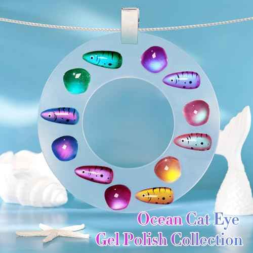 Double Rhythm Cat Eye Gel Nail Polish Set of 6 Same Color Same Bottle 0.5 Oz Shimmer Glitter with Magnet Holographic Reflective Magnetic UV Nail Polish Kit at Home (Glass Galaxy Green-T6-59)