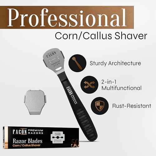 Fac?n Professional Callus Shaver Remover with 50 Blades, Pedicure Razor for Feet & Hands, Foot Razor for Callus Removal, Callus Blade Remover, Corn Shaver, Surgical Grade Premium Stainless Steel Tool