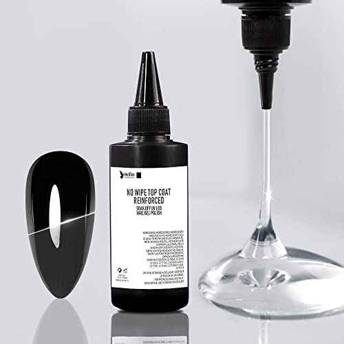 beautilux No Wipe Gel Top Coat, 100ml Nail Top Coat Gel Refill, Long Lasting High Gloss for Home Nail Salon, 3.5 fl.oz
