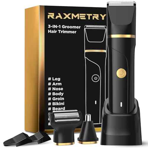 Body Hair Trimmer for Men, Manscape 3-in-1 Electric Razor Groin Groomer,IPX7 Waterproof Wet/Dry,Versatile Hair Trimmer for Ball/Beard/Nose,USB Rechargeable & Nose/Shaves Head,Christmas Gifts for Men