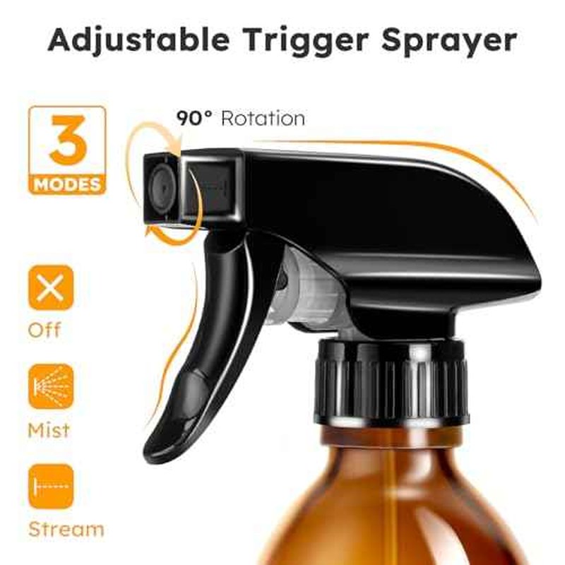 Tecohouse Glass Spray Bottles 4 oz, 2 Pack Spray Bottles for Hair Empty Refillable Fine Mist Sprayer with Labels, Funnel, Pipettes
