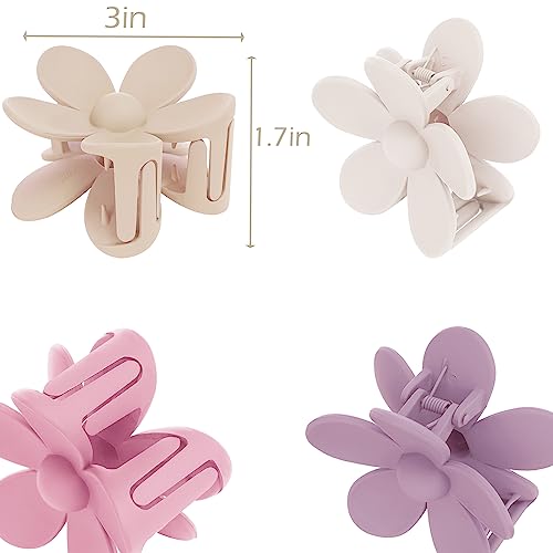 Flower Hair Clips 6 PCS Flower Claw Clips Daisy Clips for Women Matte Large Claw Clips Strong Hold Jaw Clamps Hair Accessories for Thick Hair 6 Colors