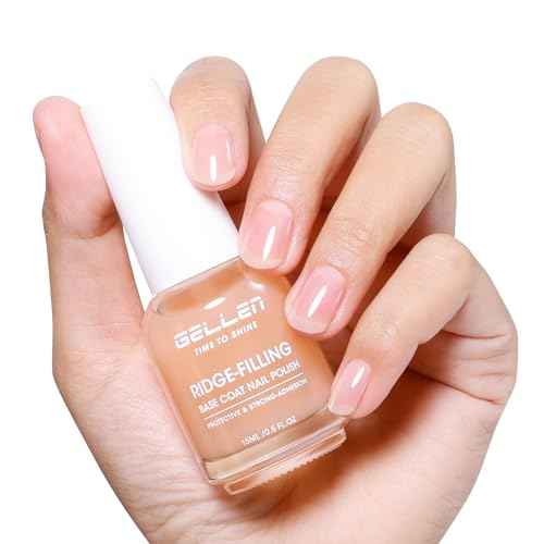 GELLEN Clear Nail Polish Ridge Filling Base Coat, Nail Strengthener and Growth, Ridge Filler For Nails, Hydrate Strengthen Nourish Damaged Dry Natural Nails, Shea Butter & Vitamin E & Protein Formula