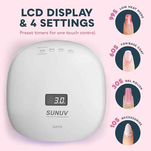 SUNUV UV LED Nail Lamp, UV Light for Nails Compatible with All Gel Polish, 36 LEDs with 4 Timer Settings, LCD Display for Home Salon SUN4 Black