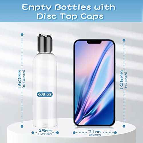 24 Pcs 6.8 oz Clear Plastic Empty Bottles Refillable Containers with Disc Cap Travel Shampoo Bottles for Shampoo Lotions Creams Liquid Cosmetic Body Soap