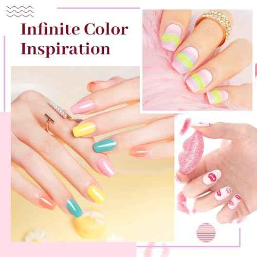 JODSONE 23 PCS Gel Polish Kit Colorful Fashion Classic Nail Gel Set 3 Bottles of Base Coat Matte and Glossy Top Coat