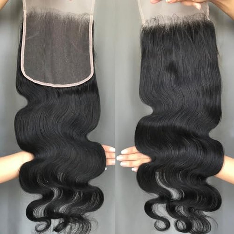 KRN 4x4 Real HD Lace Closure Only, 0.11mm Ultra-thin Invisible Swiss HD Lace Closure with Tiny Single Knot 12A Grade Brazilian Virgin Human Hair Body Wave Closure Pre Plucked with Baby Hair 20 Inch