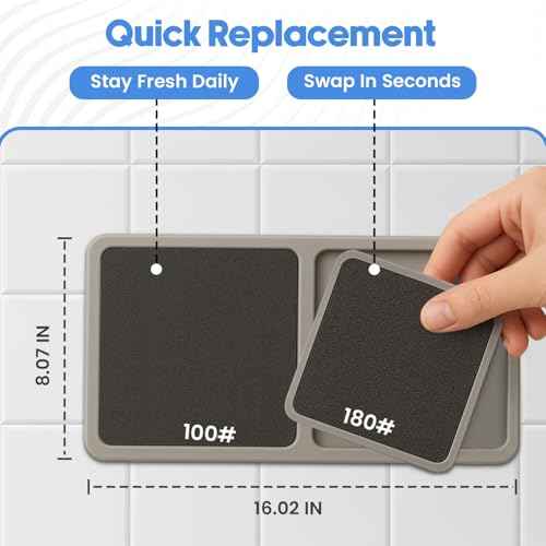 Premium Pumice Mat for Feet with 100 & 180 Grit Stones, Callus Remover and Exfoliator for Smooth Heels and Toes, Gentle Durable Foot Care Tool for at-Home Pedicure and Spa Softness