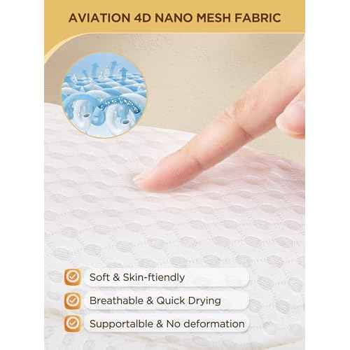 Bath Pillow Luxury Bathtub Pillow, Bath Pillows for Tub Neck and Back Support, Bath Tub Pillow Headrest with Soft 4D Air Mesh Fabric & Non-Slip Suction Cups, Fits All Bathtub Relaxing Bath Accessories