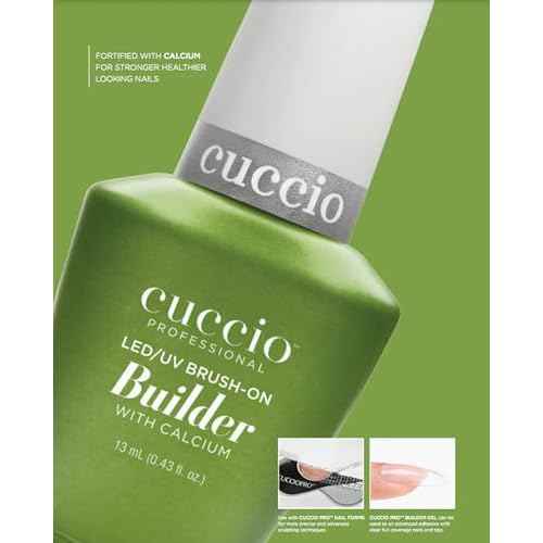 Cuccio Pro Brush-On Builder Gel With Calcium - LED And UV Self-Levelling Lightweight Formula - Soak-Off Gel Product With Strength Of Hard Gel - Chip-Resistant - Clear - 0.43 Oz Nail Polish