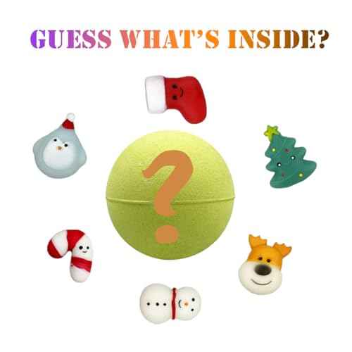 6 Pack Christmas Bubble Bath Bombs with Christmas Squishy Toys Inside for Kids Girls Boys Women Christmas Stocking Stuffers Gifts