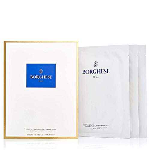Borghese Deep Hydration Hand Sheet Masks (3 Pairs) - Hand Masks with Sodium Hyaluronate, Hydrolyzed Collagen, & Allantoin for Moisture & Anti-Aging