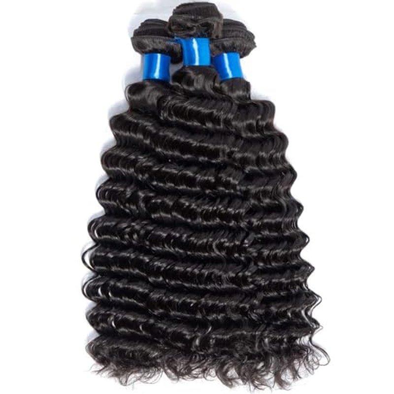 Cranberry Brazilian Virgin Hair Deep Wave Human Hair Bundles 1 Bundle 26 Inch 100% Unprocessed Virgin Hair Curly Waves Double Weft Wet and Wavy Bundles for Black Women