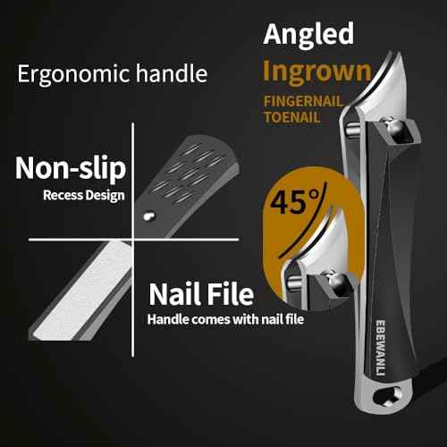 Ingrown Nail Clippers, Slanted Curved Blade Toe Nail Clippers for Ingrown Toenails & Fingernail, Stainless Steel Toenail Clippers Cutter, Angled Nail Clippers for Seniors, Men, Women