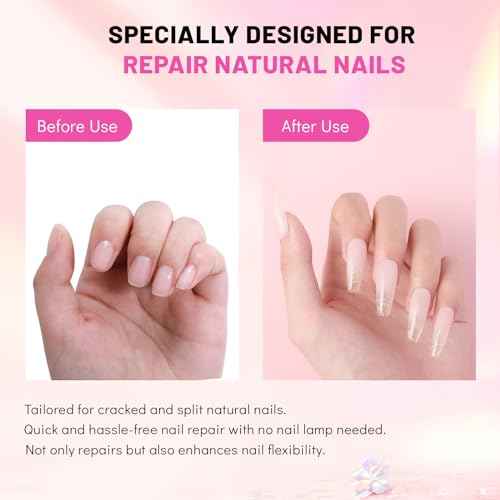 Aokitec Nail Repair Kit - 28g Jelly Pink Build Powder for Broken Cracked Split Weak Nails with 15ml Nail Repair Glue Ideal Solution Emergency Easy Quick Fix Air Dry DIY Natural Crystal Pink Nails