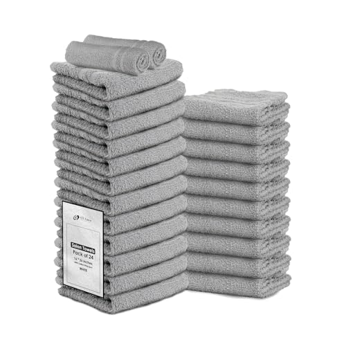 Hand Towels (Pack of 24) Grey Economy Salon Towels - 100% Cotton Spa Towel ? 16 x 27 Inches Highly Absorbable, Facial, Gym, Hair Towels Face Towels Bulk