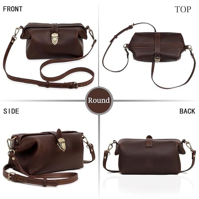 Premium Leather Cosmetic Bag for Women ? Large Capacity Travel Makeup Organizer Pouch with Handle & Shoulder Strap, Vanity Makeup Case, Durable Leather Bag & Cosmetic Organizer For Travel - Brown