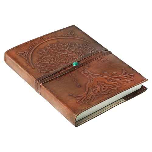 Leather Journal in Brown 8x6 Refillable Lined Paper Tree of Life Handmade writing Notebook Diary Leather Bound Daily Notepad for women and men Writing pad for Artist Sketch