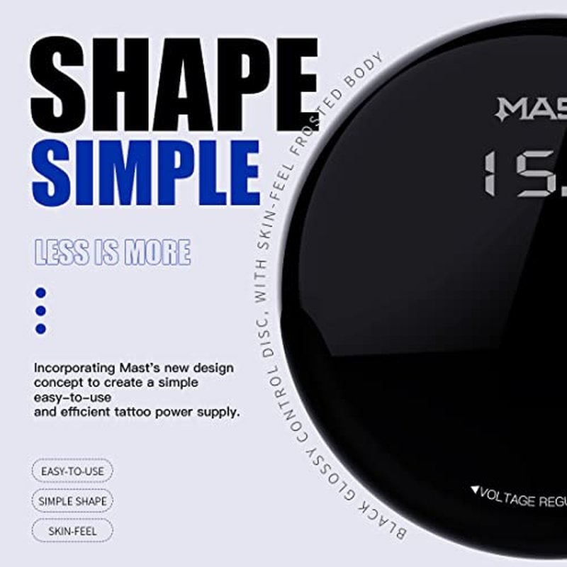Mast Tattoo Power Supply, Halo2 Circle Digital Display Voltage, One Touch Easy Use for Tattoo Machine