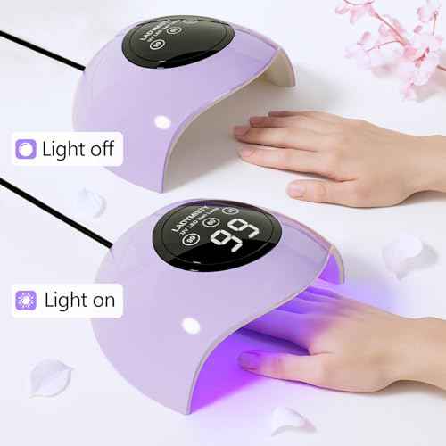 72W UV LED Nail Lamp Light Dryer for Nails Gel Polish with 18 Beads 3 Timer Setting & LCD Touch Display Screen, Auto Sensor, Professional Nails, Purple