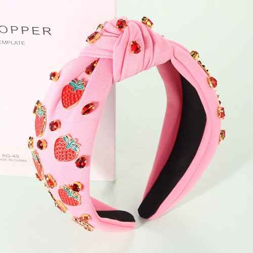 Strawberry Headband for Women, Fruit A-Pink, Hair Accessory for Summer, Beach Vacation, Wedding, Party, One Size, 1 Count