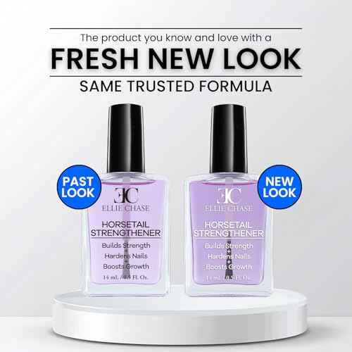 Ellie Chase Horsetail Nail Strengthener, Growth, Hardener, Repair Treatment Polish 0.5 OZ/Help Splits, Breaks, Thin, Weak, Chipped, Damaged, Cracked, Peeling Nails/Grow Strong Hard Thicker Nails