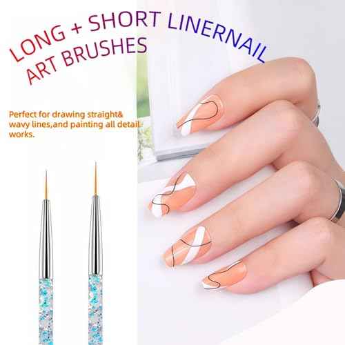 Nail Art Tool Set - 5 Dotting Tools & 5 Nail Liner Brushes for Salon, Professionals & Beginners