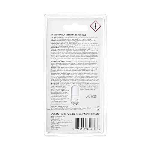 KISS PowerFlex Brush-On Nail Glue for Press On Nails, Ultra Hold Flex Formula Nail Adhesive, Includes One Bottle 5g (0.17 oz.) with Twist-Off Cap & Brush Applicator