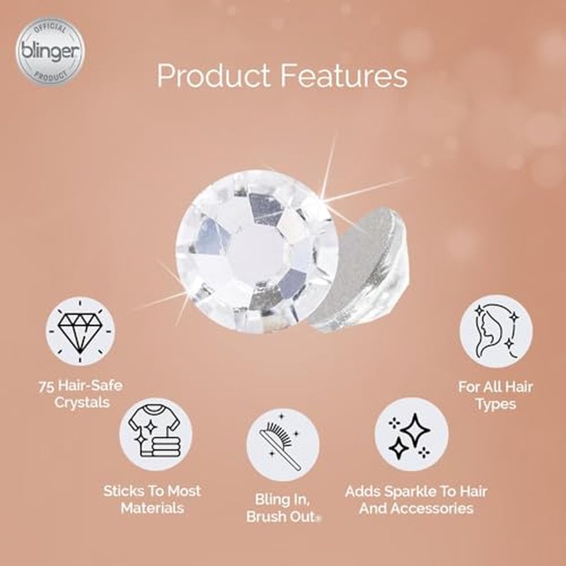 blinger¢ç Starter Kit | Women's Hair Styling Tool + 75 Precision-Cut Glass Crystals | Bling in Seconds! Bedazzling Multi-Faceted Gems | Hair-Safe ? Bling In Brush Out