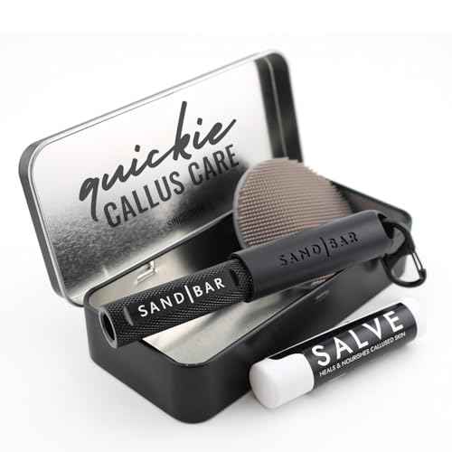 SandBar Callus Removal, Hand Callus Remover Salve Balm Stick for Working Hands, Lightweight Dead Skin Remover Tool Grit Surface, Knurled Handle, Magnetic Cap Hand File 4" - Black