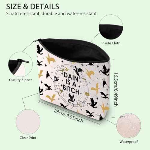 FW Merch Bag FW Inspired Gift Romantasy Fantasy Bookish Gift Dragon Rider Makeup Bag Dain Is A B*tch Cosmetic Bag (DAIN)