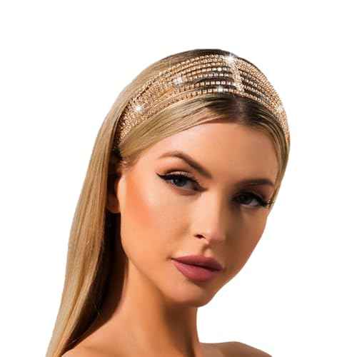 Gold Head Chain Rhinestone Head Jewelry Elastic Layered Headpiece Wedding Crystal Headbands Chain for Women