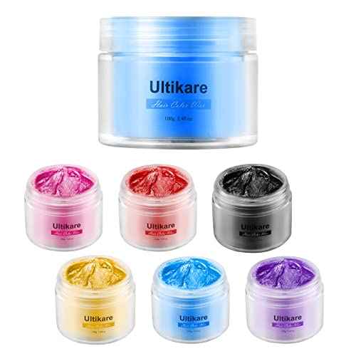 Temporary Hair Color for Kids, Ultikare Red Hair Dye Washable Natural Hair Wax Color Chalk Mud Cream DIY Hairstyle Clay For Dark Hair Halloween, Cosplay, Party, Christmas Gift Girls 3.4 Fl Oz 6 colors