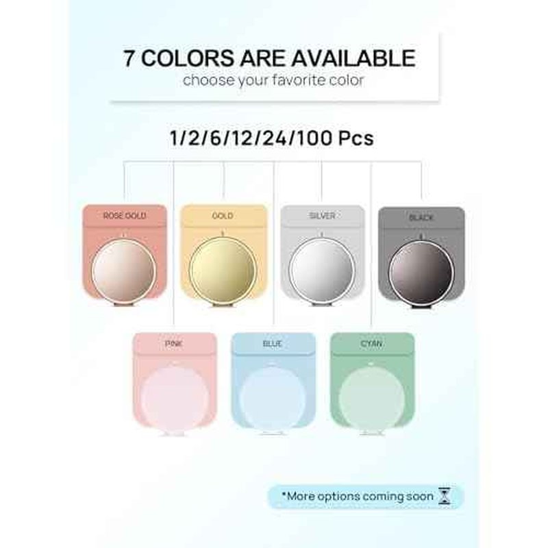 Compact Mirror for Purse, Double-Sided 1X/2X Magnifying Metal Pocket Makeup Mirrors(Round, Light Blue)