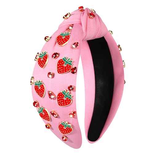Strawberry Headband for Women, Fruit A-Pink, Hair Accessory for Summer, Beach Vacation, Wedding, Party, One Size, 1 Count