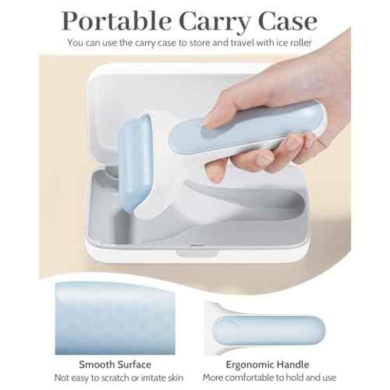 MORGLES Ice Roller for Face, Premium Facial Roller for Puffiness, Dark Circles and Lymphatic Drainage, Cold Face Roller for Women Self Care with Carry Case