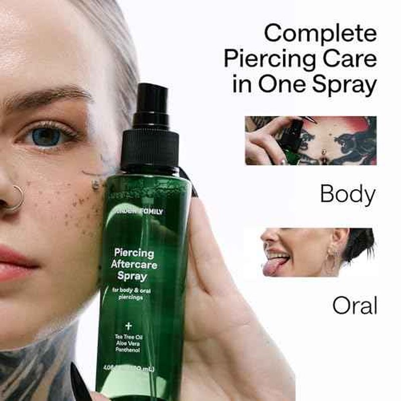 Piercing Aftercare Spray - Sterile Saline Solution for Piercings with Panthenol & Tea Tree Oil for Piercing Bumps Lip, Body, Nose Rings, & Ear Piercing Cleaner Keloid bump removal