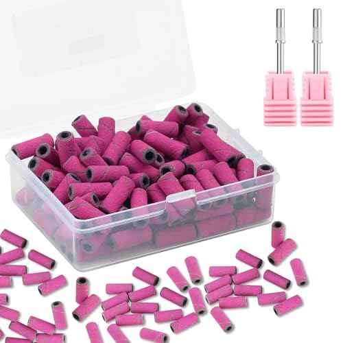 100 Pcs 3mm Professional Small Sanding Bands & 2Pcs Small Mandrel Bit Set for Nail Drill,240# Upgrade Design 3mm Nail File for Manicures and Pedicure with Stainless Steel Shaft