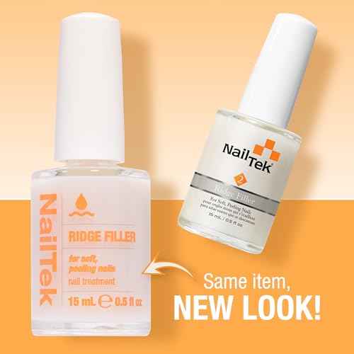 Nail Tek Ridge Filler Formula 2 ? Clear Ridge Filler for Nails Base Coat, Nail Strengthener Polish for Soft & Peeling Nails, 0.5 fl oz