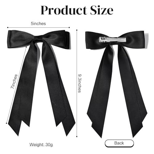 2PCS Hair Bows Hair Clip Beige Black Hair Ribbon Ponytail Holder Accessories Slides Metal Clips Hair Bow for Women Girls Toddlers Teens Kids