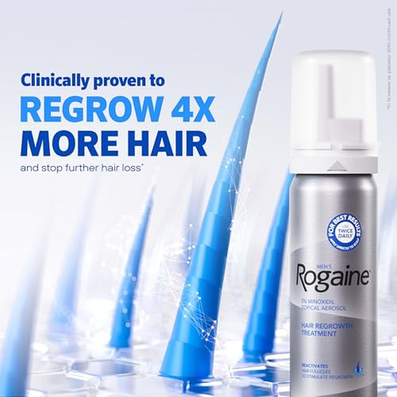 Men¡¯s Rogaine 5% Minoxidil for Men Foam, Clinically Proven Regrowth for Thinning Hair, Topical Hair Loss Treatment, Unscented Topical Aerosol, Results in 8?16 Weeks, 3-Month Supply, 3 x 2.11 oz