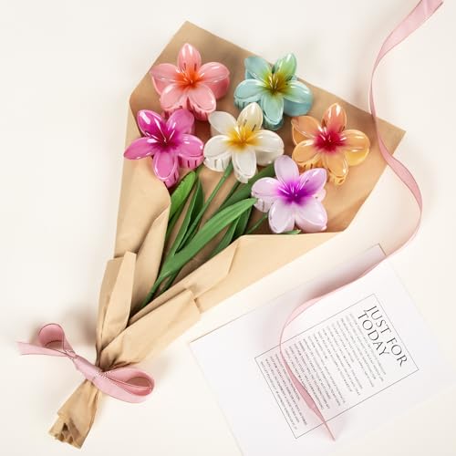 6 Pcs Flower Hair Claw Clips - Hawaiian Hair Clips for Women, Cute Summer Beach Hair Accessories