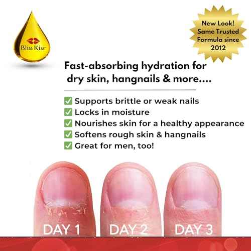Bliss Kiss | Fragrance Free | Nail Oil Cuticle Dropper w/Vitamin E & Jojoba?Nail Strengthener Nail Growth Oil and Serum for Brittle Peeling Breaking Thin Nails | 0.5oz |