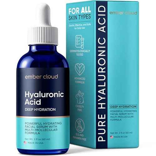 Hyaluronic Acid Serum for Face (2 Oz) for Skin and Lips - Hydrating & Moisturizing Serum for All Skin Types, Paraben-Free & Fragrance-Free