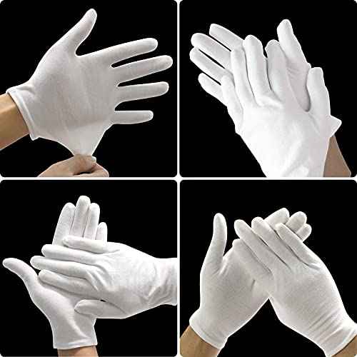 24pcs Unisex Soft White Cotton Gloves for Dry Hands, Work, Coin Jewelry Inspection, Moisturizing Eczema Cotton Gloves, Small Size for Child