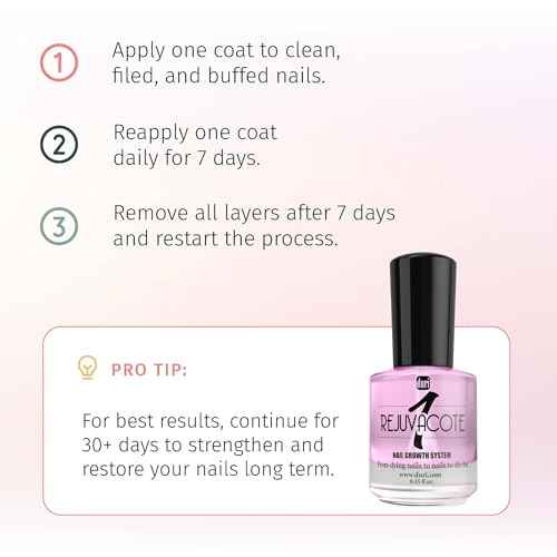 duri Rejuvacote 1 Original Maximum Strength Nail Growth System Base, Top Coat - Nails Hardening, Repair, Chipping, Strengthen, Breaking and Brittle Treatment, by Duri cosmetics (Pack of 1)