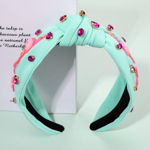 Flamingo Headband for Women - Tropical Pink Knotted Summer Boho Top Knot Hair Accessory - Beach Vacation Gifts